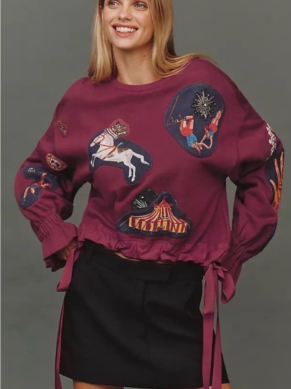 SOLD OUT! Anthropologie Maeve × Nathalie Lete Circus Long-Sleeve
Drawstring Top